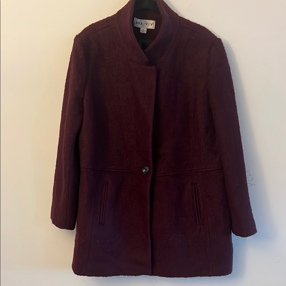 Ava & Viv Women's Burgundy Wool Blend Coat
